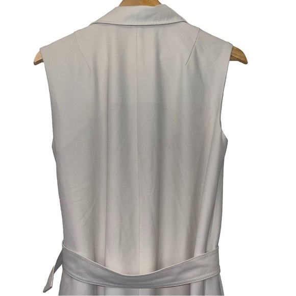 MARINA MASCONE vest long wrap cream white size small D-ring belt trench pockets - Picture 12 of 16